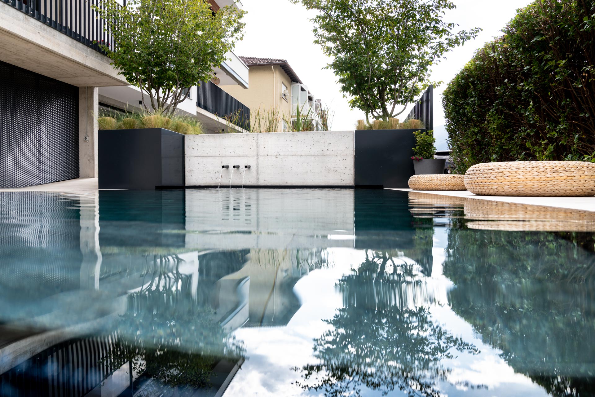 Infinity-Pool mit natürlicher Wasseraufbereitung von Swissteich