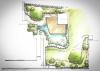 Gartenplanung mit Schwimmteich und Holzterrasse